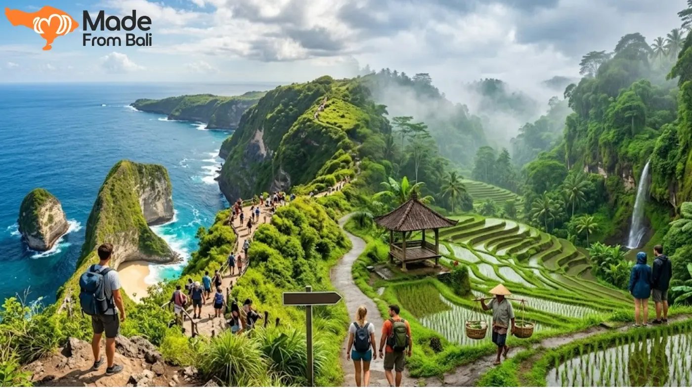 Wisatawan menikmati pantai, sawah, dan alam Bali yang menunjukkan pilihan musim terbaik sesuai aktivitas liburan.